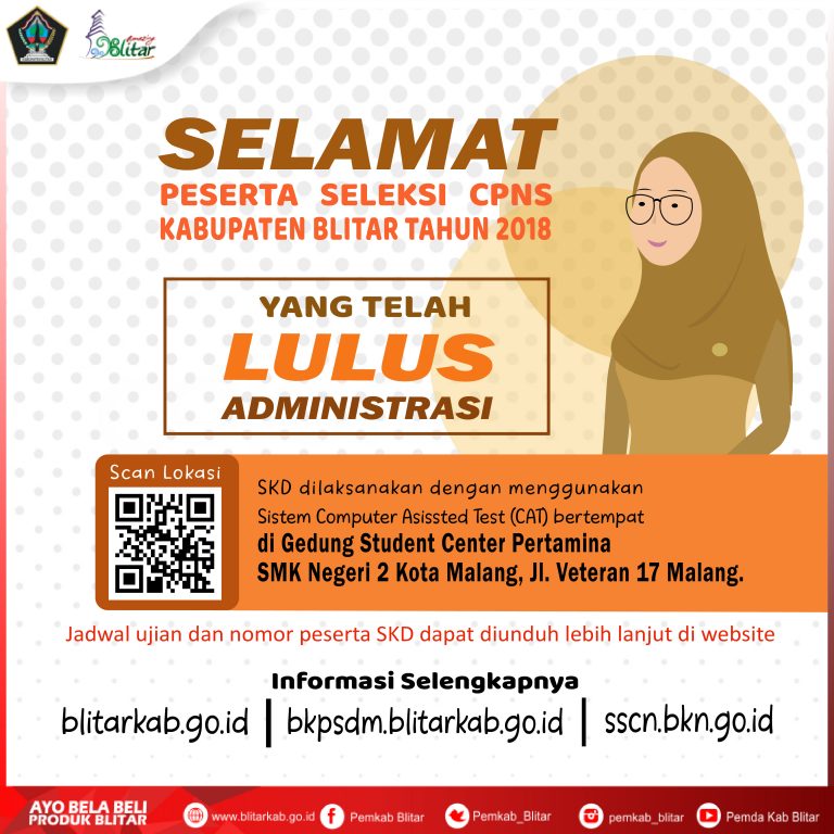 PENGUMUMAN HASIL SELEKSI ADMINISTRASI CPNS KABUPATEN BLITAR TAHUN 2018