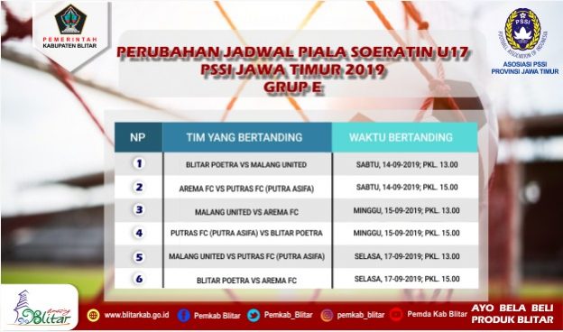 Jadwal Piala Soeratin U 17 PSSI Jawa Timur Grup E