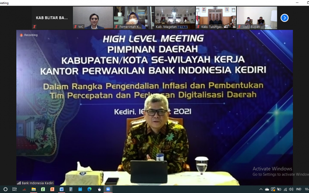 Dalam Rangka Pengendalian Inflasi dan Pembentukan TP2DD, TPID Kabupaten Blitar Ikuti High Level Meeting Bersama BI Kediri